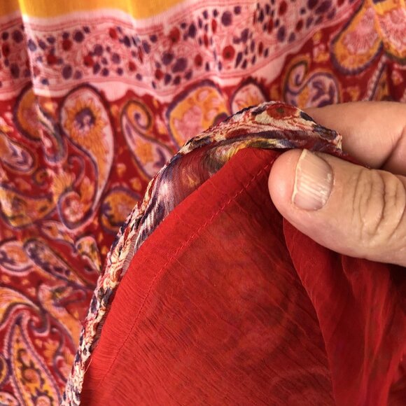 Paul Ropp Dress Womens Size 3 Red White Polka Dot Paisley Boho Rayon Indonesia - Picture 15 of 16